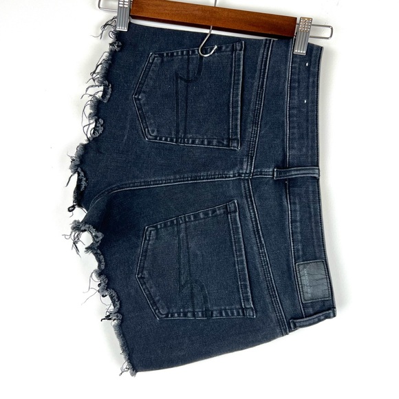 American Eagle Black Lace Denim Shorts Super Super Stretch Hi-Rise Short 0257 - Picture 3 of 7